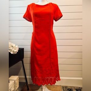 Old Navy Red Midi Eyelet Dress